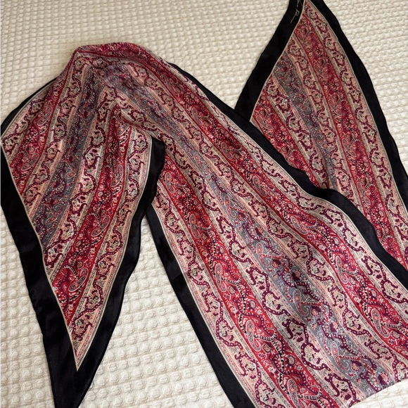 Anne Klein Vintage Silk Scarf- Red and Pink Paisley - Picture 4 of 6